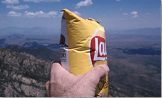 Chips Bag deformed by the pressure of air