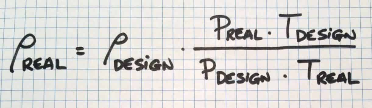 Flow and Temperature Compensation Formula Real Density Formula based on Design Density