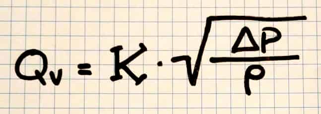 Flow and Temperature Compensation Formula Volumetric Flow in function of Differential Pressure and Density